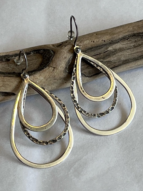 Silpada Jewelry - Silpada 925 Triple Teardrop Earrings Dangling Multi-texture Sterling Silver